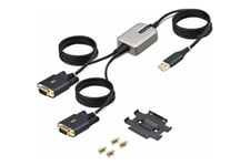 StarTech.com 13ft (4m) 2-Port USB to Serial Adapter Cable, Interchangeable DB9 Screws/Nuts, COM Retention, USB-A to DB9 RS232, FTDI, Level-4 ESD Protection, Windows/macOS/ChromeOS/Linux - Rugged TPE Construction (2P6FFC-USB-SERIAL) - USB / seriell kabel -