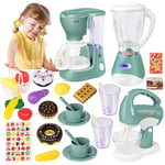 Accessoire Cuisine Enfant,Kit de Cuisine pour Enfant avec Cafetière, Mixer, Blender,Cuisine Enfant 3 Ans,Kit de Ustensile Dinette Cuisine Éducatifs Cadeau pour Filles Garçons 2 3 4 5 Ans