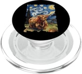 Vache des Highlands Nuit étoilée – Peinture humoristique de Van Gogh Vache PopSockets PopGrip pour MagSafe