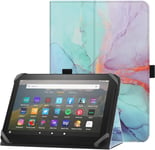 Étui Universel Pour 7""-8"" Tablette Fire Hd 8 2020/2022 & Fire Hd 8 Plus 2020/2022 Avec Support Folio Et Dragonne Housse De Protection Pour 7""-8"" Samsung Android Tablette - Marbre Bleu.[F1477]