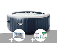 Kit spa gonflable Intex PureSpa Blue Navy rond Bulles 4 places + 6 filtres + Kit traitement brome