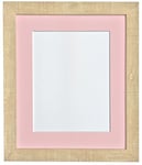 FRAMES BY POST Deep Grain Picture Photo Frame, Recycled Plastic, Light Brown with Pink Mount, 9 x 7 Image Size 6 x 4 Inch