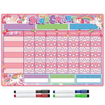 TMS Magnetic Reward Chart for Children - Star Chart for Recognising and Inspiring Good Behaviour in Toddlers, Kids, Boys and Girls - Comes with 4 Magnetic Coloured Dry Wipe Pens (Unicorns)