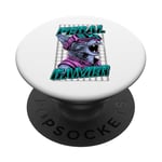 Feral Gamer Cat Lover, chats de jeu amusants et félins, cyberpunk, réalité virtuelle PopSockets PopGrip Adhésif