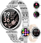 Montre Connectée Tendance, Montre Connectée Femme Amoled Hd, Ip68 Etanche Montre Podometre Femme, Santé Des Femmes/Appels Bluetooth/Sommeil/Fréquence Cardiaque/Spo2, Android Ios (Argent)