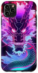 Coque pour iPhone 11 Pro Max Cyber Dragon fluo