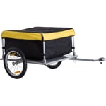 Homcom - Remorque de transport vélo cargo barre d'attelage incluse housse amovible 4 réflecteurs charge max. 40 Kg noir jaune - Noir Jaune