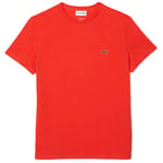 T-shirt Lacoste  T-SHIRT  COL ROND EN JERSEY DE COTON PIMA UNI ORANGE