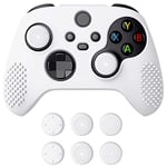 eXtremeRate PlayVital Housse en Silicone Grip pour Xbox Series X Manette,Coque de Protection Antidérapante avec Capuchon Joysticks pour Xbox Series S,Skin Grip Ergonomique-Blanc(Édition Cloutée 3D)