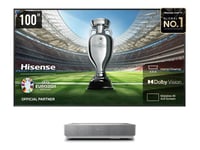 Hisense Laser Tv 100L5hd - Dlp-Projektor - Laser - 2700 Lumen - 3840 X 2160 - 16:9 - 4K - Objektiv Med Ultrakort Kastavstånd - Wi-Fi / Bluetooth / Lan - Vit, Silver - Med 100-Tums Projektionsskärm