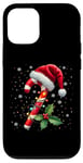 Coque pour iPhone 12/12 Pro Chapeau de Père Noël en sucre d'orge de Noël pour garçons et filles