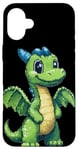 iPhone 16 Plus Playful Green Wyvern Dragon Pixel Art Style for Kids Case