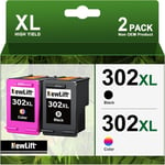 Lot De 2 Cartouches D'Encre 302Xl Compatibles Avec 302 Noir Et Couleur Pour Envy 4525 4520 4522 4523 4524 Officejet 3830 3831 3833 Deskjet 3630 3636 3638 1110