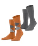 Burlington Everyday Mix Multipack M So coton fantaisie lot de 2 paires, Chaussettes Homme, Orange Blush 8415, 40-46