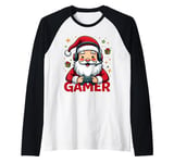 Cool Santa Gamer Controller Gaming Video Game Christmas Raglan Baseball Tee