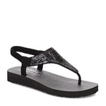 Skechers Women's Meditation-Sweet Rock Flip-Flop, Blk/Blk, 6