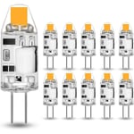 10-pack 2w G4 LED-lampor, ersätter 20w halogenlampor, 3000k varmvit, 200lm, 12v AC/dc G4, ingen flimmer, dimbar [energiklass F]