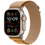 Apple Watch Ultra 2 GPS + Cellular 49mm Natural Titanium Alpine Loop L MX4H3 - Unisex - 49 mm - Smartklokke - Quartz med lader - Safirglass