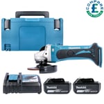 Makita DGA452 18V 115mm LXT Angle Grinder With 2 x 5Ah Batteries, Charger & Case