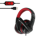 Casque Gamer USB pour PC Smartphone Tablette Noir Rouge YONIS