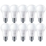 10 X Philips LED Ampoule A60 9W = 60W E27 Mat 806Lm Blanc Chaud 2700K