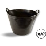 Seau bassine panier souple Récipient multifonction en polyéthylène plastique flexible résistant - Quantité x10 - Ø45 - 36 litres