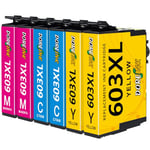 DOREINK 603XL Printer Cartridges Compatible with Epson 603 Ink Cartridges for Expression Home XP-4155 XP-3100 XP-2100 XP-4150 XP-4105 XP-4100 XP-3155 XP-3150 XP-3105 XP-2155 Workforce 6 Pack