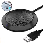 microphone USB de conférence, micro de bureau pour ordinateur avec indicateur LED, micros omnidirectionnels à condensateur Plug & Play pour ordinateur portable pour réunion/cours en ligne, enregistrement, chat, zoom