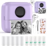 Mini Imprimante de Poche Mini Imprimante Photo pour Smartphone Autocollant Imprimante Thermique pour Journal Voyage Logo Notes Liste Mémo (Purple)