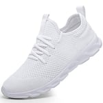 Femme Chaussures de Running pour Course Sports Fitness Respirant Mesh Gym Outdoor Trail Jogging Walking Tennis Baskets athlétique Sneakers Blanc 42 EU