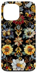 Coque pour iPhone 13 Pro Max Beau motif abeilles et fleurs noires