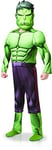 RUBIES - Marvel Avengers Officiel - Déguisement Luxe Hulk Enfant - Taille 5-6 Ans - Combinaison Imprimée Effet « Muscle » Avec Masque en Mousse - Pour Halloween, Carnaval - Idée Cadeau de Noël