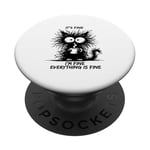 Cute Black Cat It's Fine I'm Fine Everything Is Fine Funny PopSockets PopGrip Adhésif