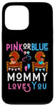 Coque pour iPhone 13 Pro Max Rose ou bleu Mommy Loves You sexe révéler maman fête prénatale