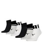 Puma Quarter Socks, White/Grey/Black, 39/42 (pack of 6)