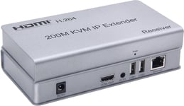 Extendeur IP KVM HDMI 200M, sur IP RJ45 Ethernet CAT6 6A émetteur récepteur 1 TX à 20 RX et connexion en cascade USB clavier souris sur UTP/STP H.264 (RX)