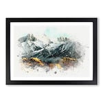 Big Box Art Road to The Mountains in California in Abstract Framed Wall Art Picture Print Ready to Hang, Black A2 (62 x 45 cm)