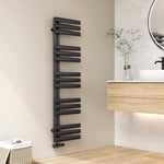 EMKE Sèche Serviettes à Eau Chaude Tube Ovale,143x40cm,Radiateur de Salle de Bains à Tube Ovale,Porte-Serviettes pour Le Chauffage de la Salle de Bain, Chauffage de l'eau Chaude,510W,Anthracite