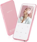 64Go Mp3 Bluetooth Avec Haut-Parleur, 2.4"" Grand Écran Lecteur Mp3 En Métal Qualité Sonore Hifi Audio Mp4 Baladeur Sport De Bouton Tactile Radio Fm Podomètre Enregistreur 60H De Musique-Rose