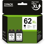 62 Xl Cartouche D'Encre Remplacement Pour Cartouche Hp 62 Noir Xl Pour Cartouche Hp 62Xl Pour Envy 5640 5540 7640 5547 5548 5642 5644 Officejet 5740 5742 200 250 (Noir,2-Pack)