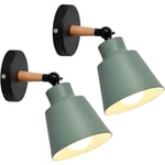 2-pack Industriella Vintage Vägglampor Taklampor E27 Metall Justerbara Retro Inomhusvägglampa För Sovrum Kök Restaurang (grön)