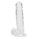 Lovehoney Realistic Dildo – 8 Inch Suction Cup Dildo – Firm G-Spot and Anal Dildo with Balls - Adult Sex Toy for Men, Women & Couples – Harness Compatible Strap On Dildo – Waterproof - Clear​