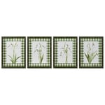 Home ESPRIT Tableau vert beige shabby chic plantes botaniques 30 x 2,5 x 40 cm (4 unités)