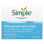 Simple Water Boost Skin Quench Gel Face Cream with 19% Hydrating Actives and Hyaluronic Acid Moisturiser for Dry Skin 50 ml