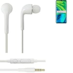 Headphones for Xiaomi Mi Note 10 headset in ear plug white