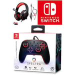 Manette filaire SWITCH SPECTRA RGB Officielle Nintendo avec Câble USB détachable+ CASQUE SWITCH ROUGE NOIR