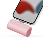 iWALK 3350mAh Portable Compact Built in Connector Docking External Battery Pack Power Bank Charger compatible with iPhone 14/14 Pro/14 Pro Max/14 Plus/13/12/11 /XS/XR/X/8/7/6s/Plus and More,Pink