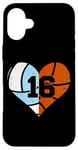 iPhone 16 Plus Volleyball Basketball Number 16 Jersey Funny Heart Game Day Case