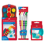 Faber-Castell Lot de 4 gobelet à pinceaux avec boîte à Aquarelle, Multicolore, Normal