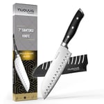 nuovva Professional Kitchen Knife – Sharp Santoku Chef Knives – 7 inch German High Carbon Stainless Steel – Cooking Slicing Knife